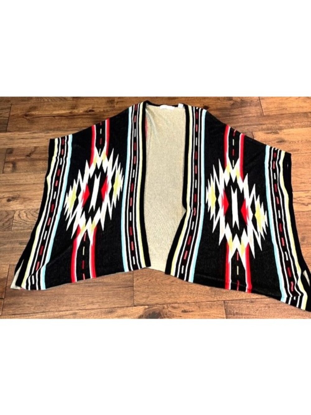 Rancho Estancia Western Aztec Colorful Print Shawl Cape Poncho OS Rodeo Festival